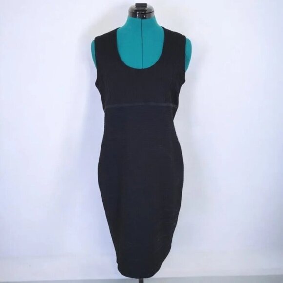 Joseph Ribkoff Black Textured Sleeveless Pencil Dress - Size Large - Picture 1 of 8